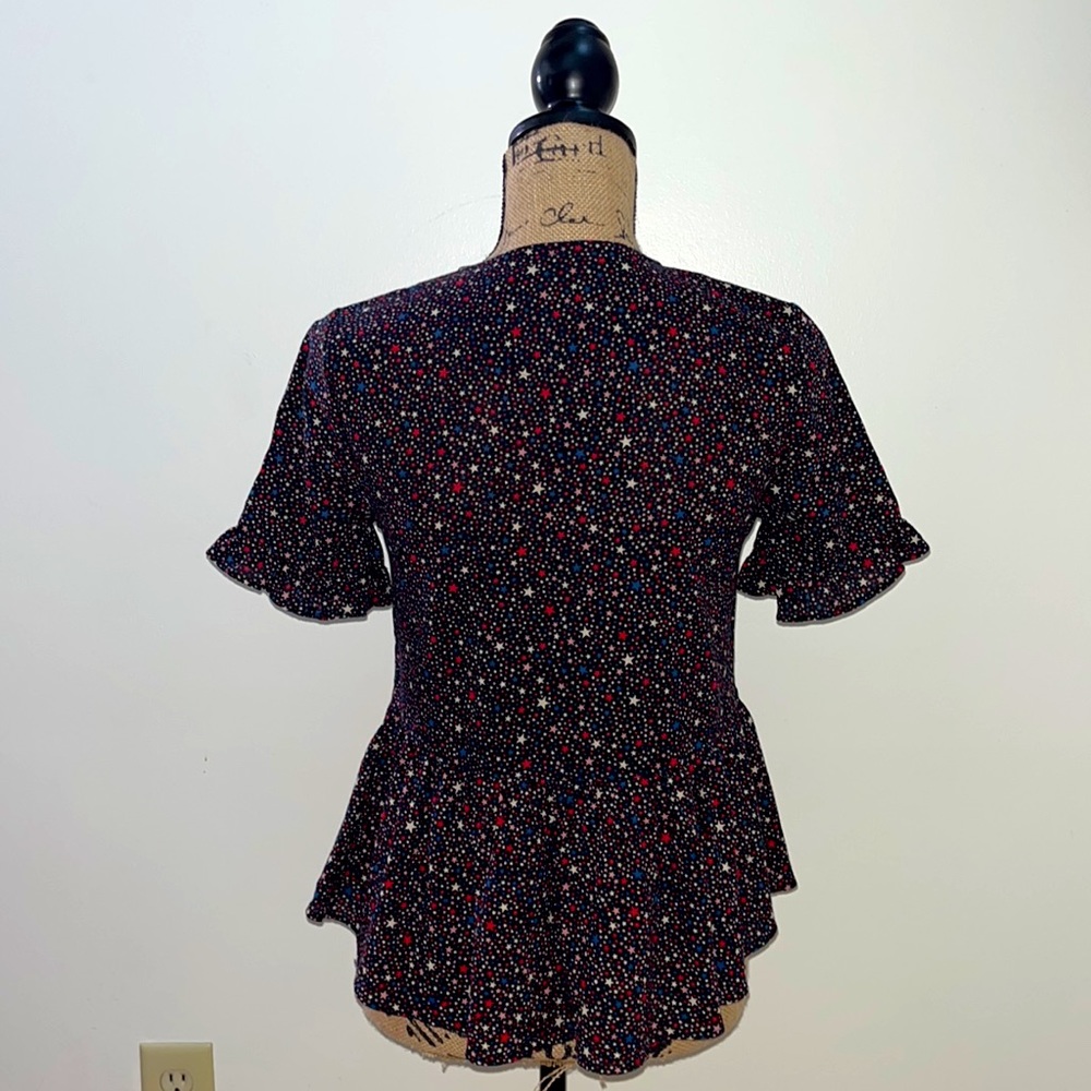 Madewell Ruffled Printed Blouse Top - Picture 7 of 10